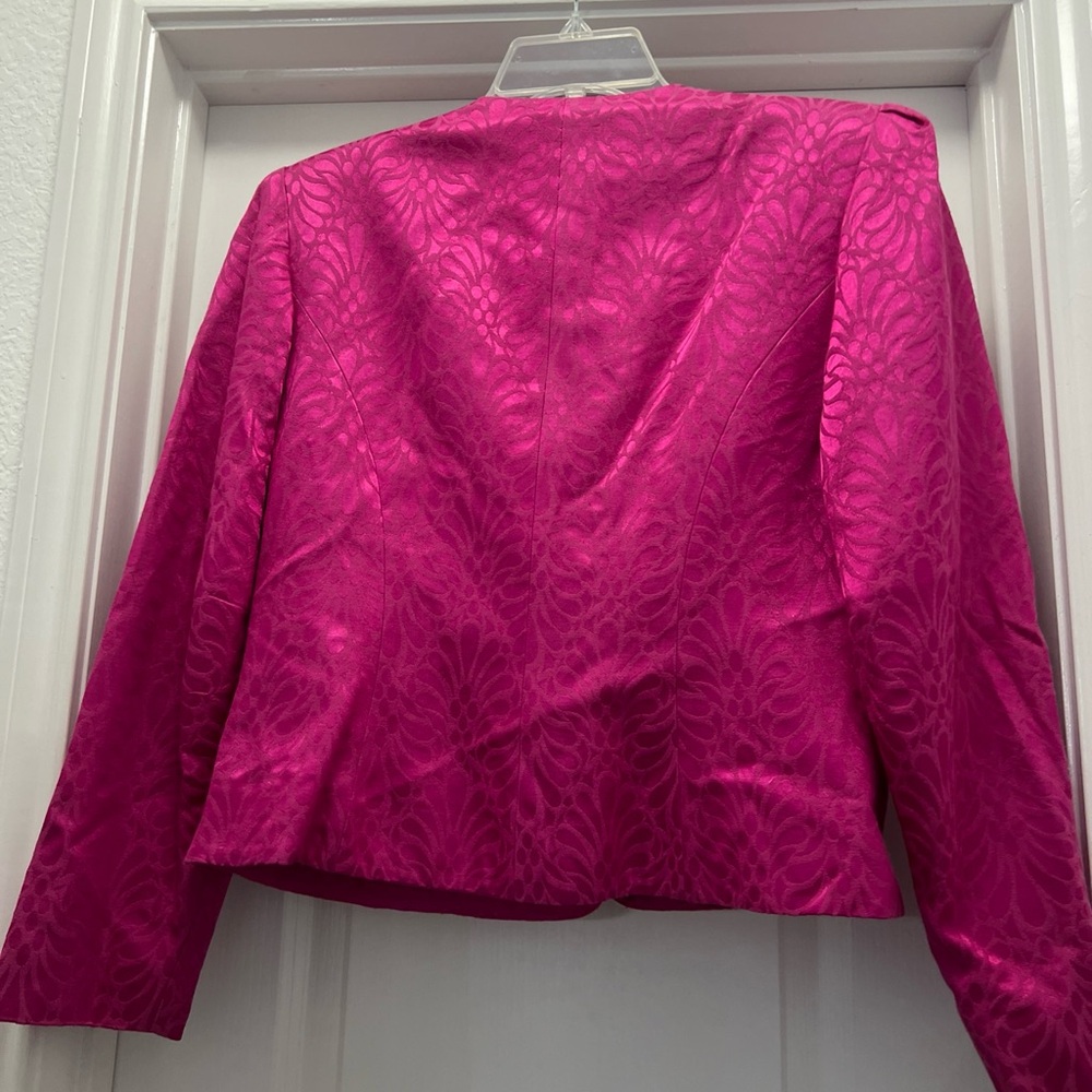 Vintage Ursula of Switzerland Fuchsia Jacquard Runway Couture Blazer – Size 10 - Picture 5 of 8